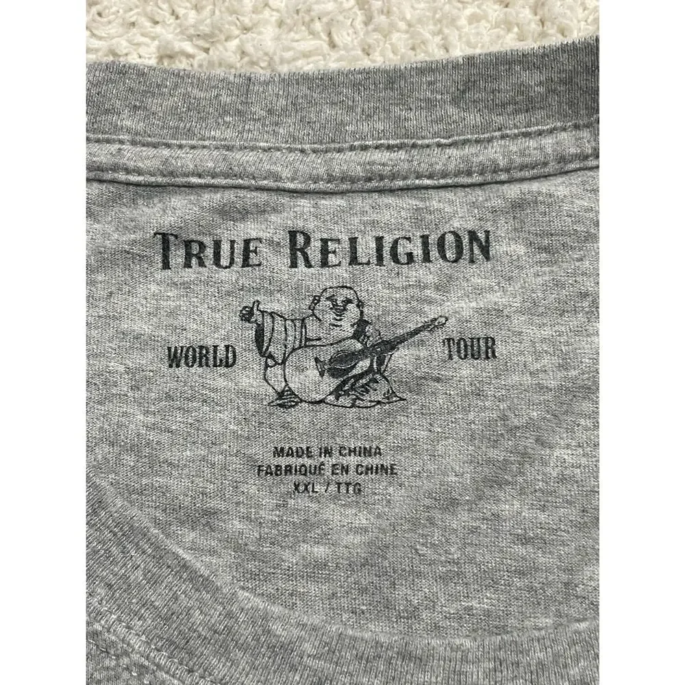 True Religion Men's Size XXL Logo TR Tee T-Shirt Heather Gray